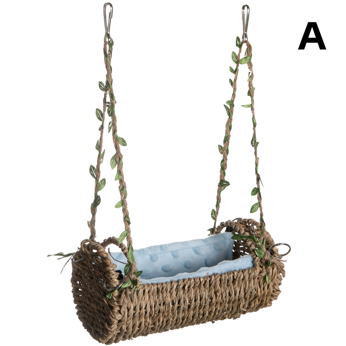 Parrot Nest Swing with Mat, Rattan Hanging Bird Toy with Colorful Random-Color Chain for Cage Enrichment and Supervised Pet Bird Play