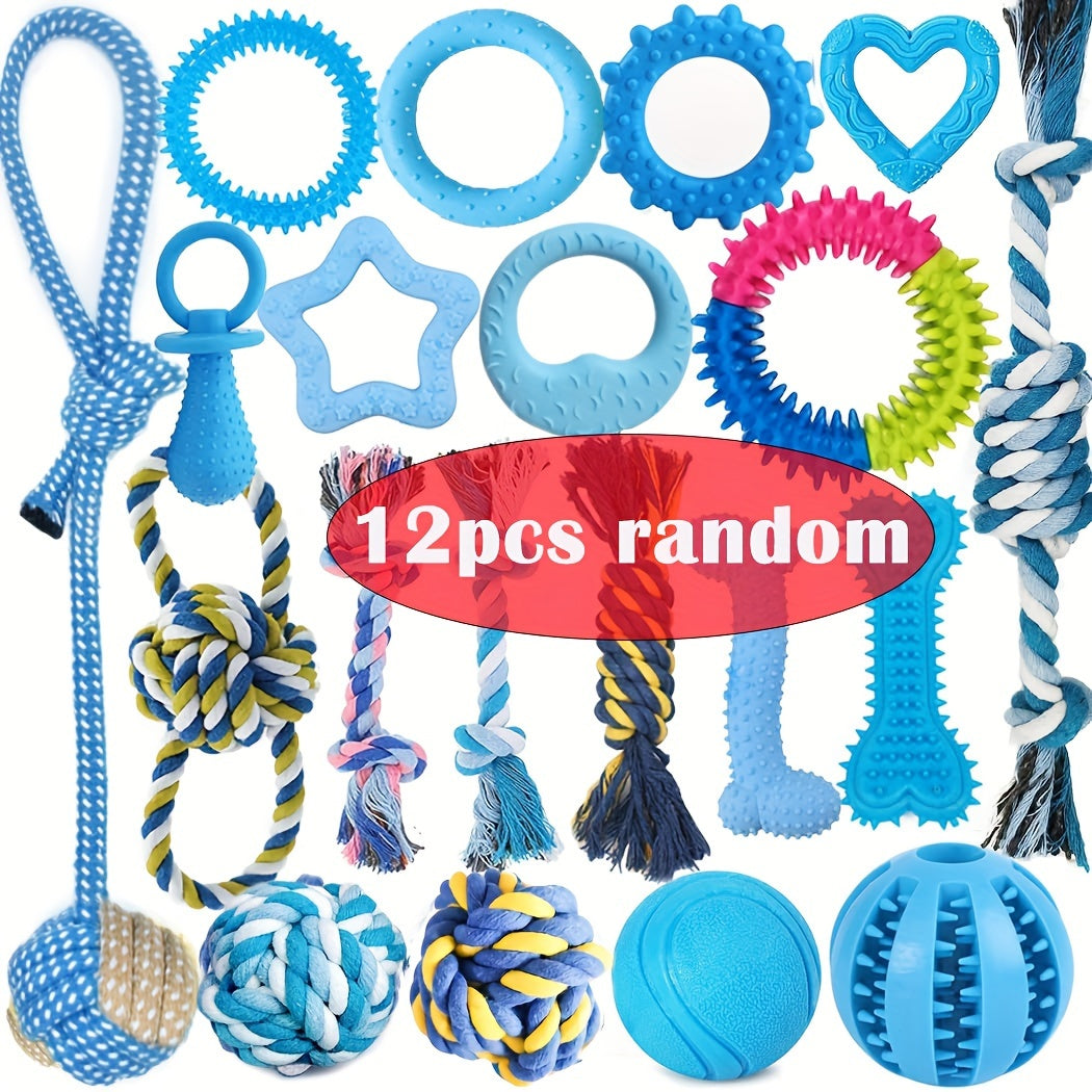Assorted Puppy Toys for Small Dogs, Random 3 or 12 Piece Chew and Play Toy Packs for Supervised Indoor Games, Toy Rotation and Birthday Gifts