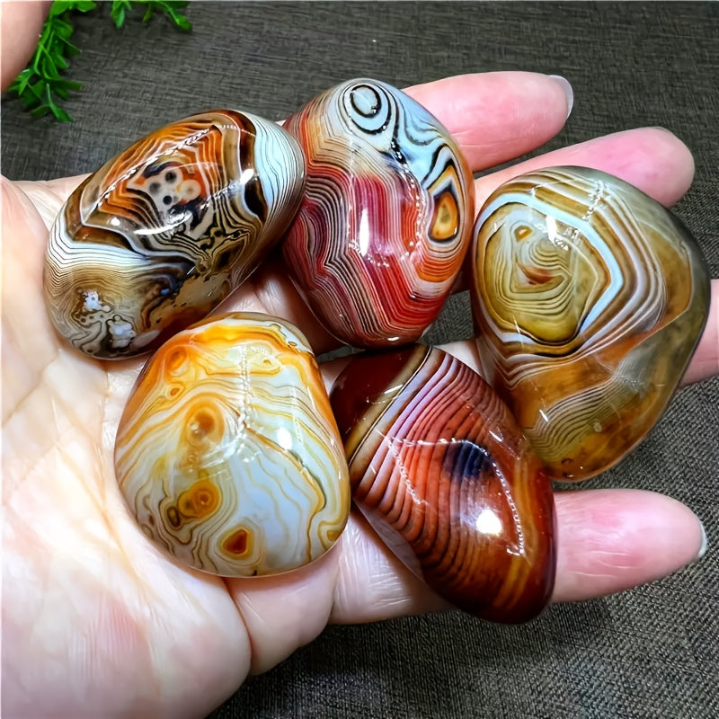 Polished Agate Stones, 1 lb Natural Decorative Rocks with Varied Patterns for Plant Pots, Home Displays, DIY Jewelry Projects and Gifts