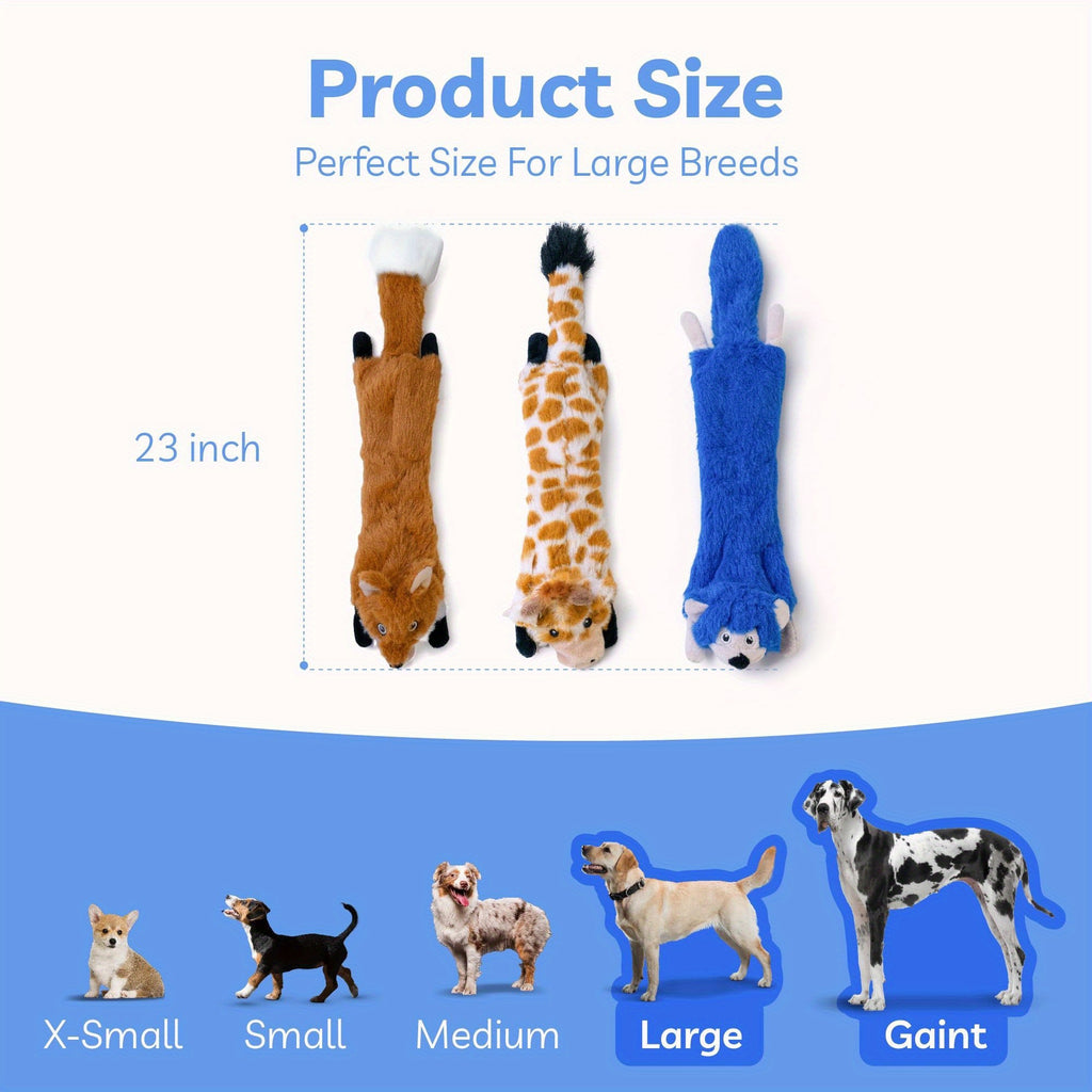 Squeaky Crinkle Dog Toys with No Stuffing, Soft Plush Animal Toys in 1, 2, 3 or 5 Piece Options for Supervised Puppy Play and Gentle Fetch