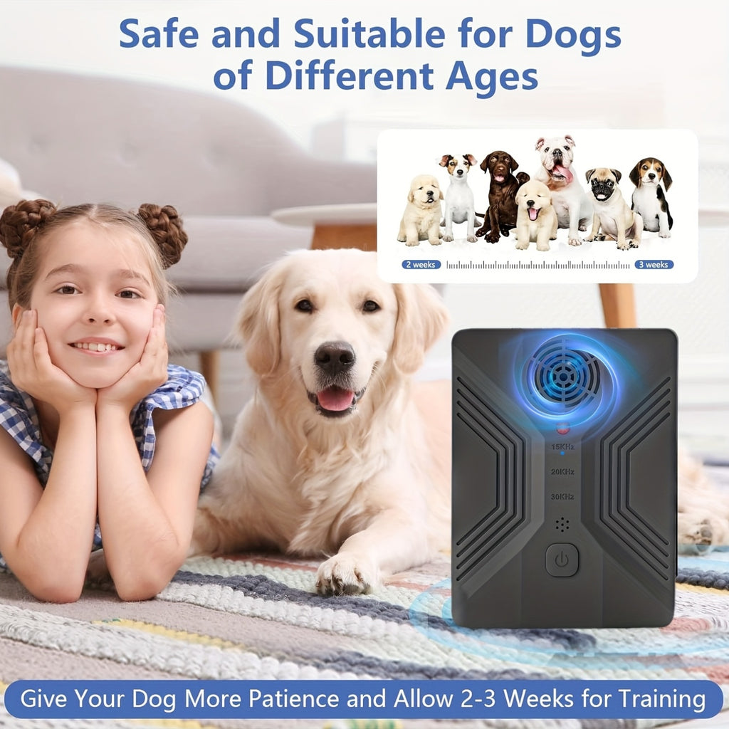 Bark Activated Dog Deterrent with 3 Ultrasonic Modes, USB Rechargeable 1500mAh Bark Control Device with Listed 50ft Range in Ivory White or Dark Gray