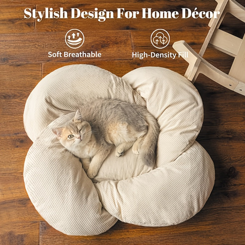 Pink Wooden Cat Lounge Bed with Soft Cushion, Elevated Indoor Pet Sofa Chair in Pink + Two Linen Fish Style for Cat Naps and Cozy Home Lounging