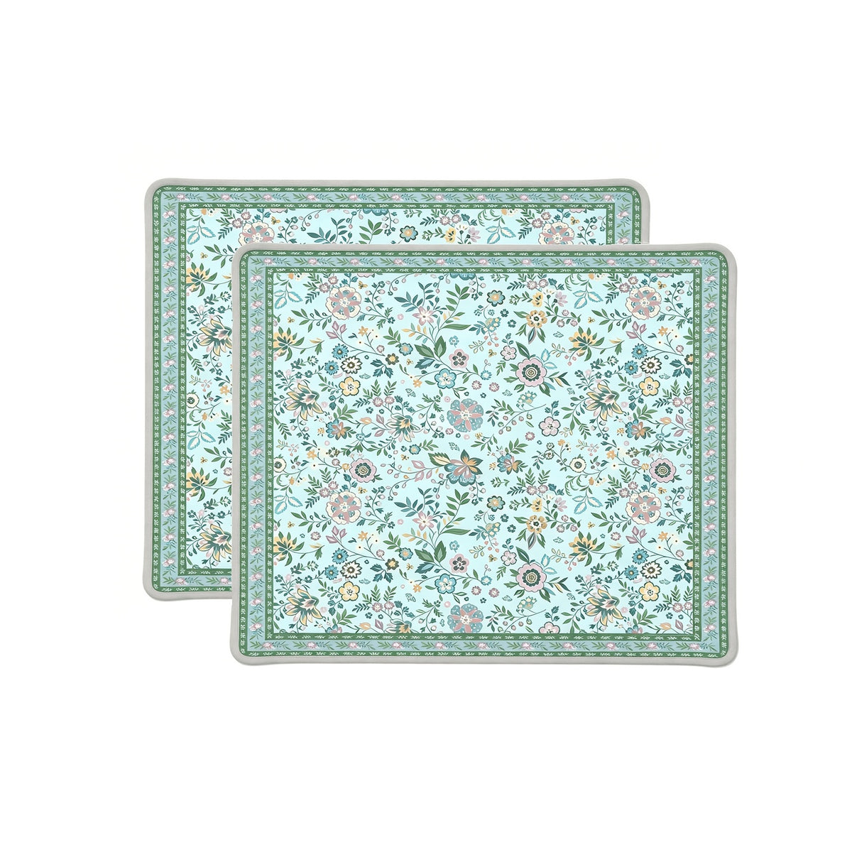 Washable Dog Pee Pads with Floral Print, 2 Pack Reusable Non-Slip Leakproof Puppy Potty Training Mats for Crates and Floors in Three Sizes