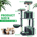 Cat Tree Tower with Condos and Hammock, TSCOMON Indoor Cat Furniture with Sisal Scratching Posts, Top Perches and Pompom Toys for Play and Rest