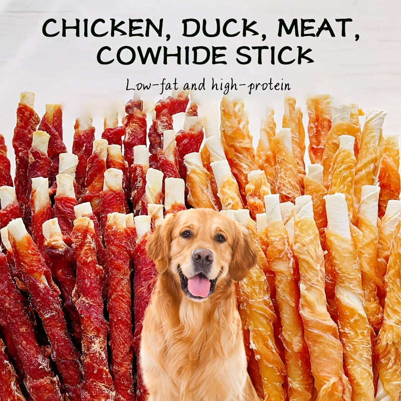Dog Chew Sticks with Chicken and Duck Wraps, Mixed Rawhide Roll Treat Combo for Supervised Chewing, Occasional Rewards and Dog Owner Gift Baskets