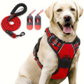 Dog Harness 4-Piece Walking Set with Reflective Strips, Adjustable No-Pull Chest and Back Straps and Padded Leash for Small to Large Dogs