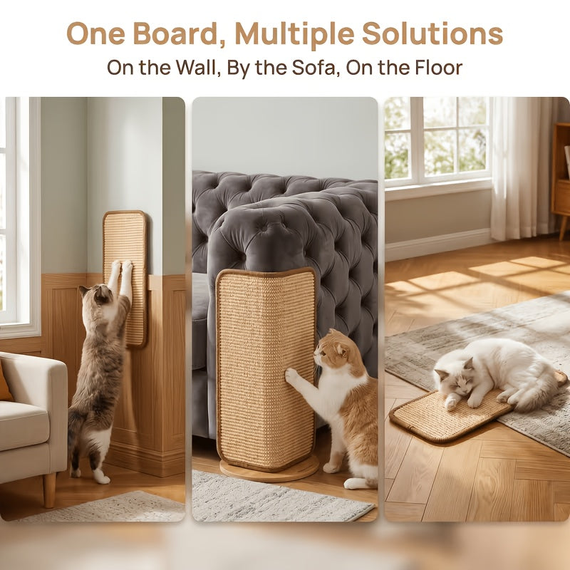 Cat Scratching Mat with Adhesive Strip, 24 Inch Sisal Rope Furniture Protector for Compatible Sofa Corners and Wall Scratching Areas