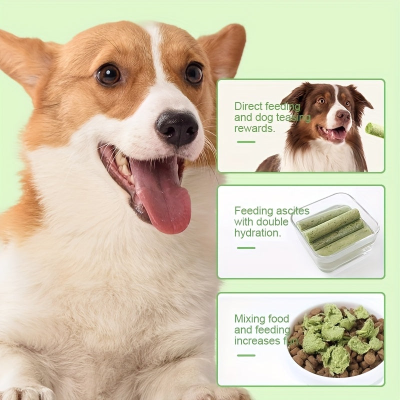 Dog Grass Treat Sticks 15 Pack, Freeze-Dried Green Chew Snacks for Supervised Reward Time, Everyday Canine Treat Routines and Holiday Gift Baskets