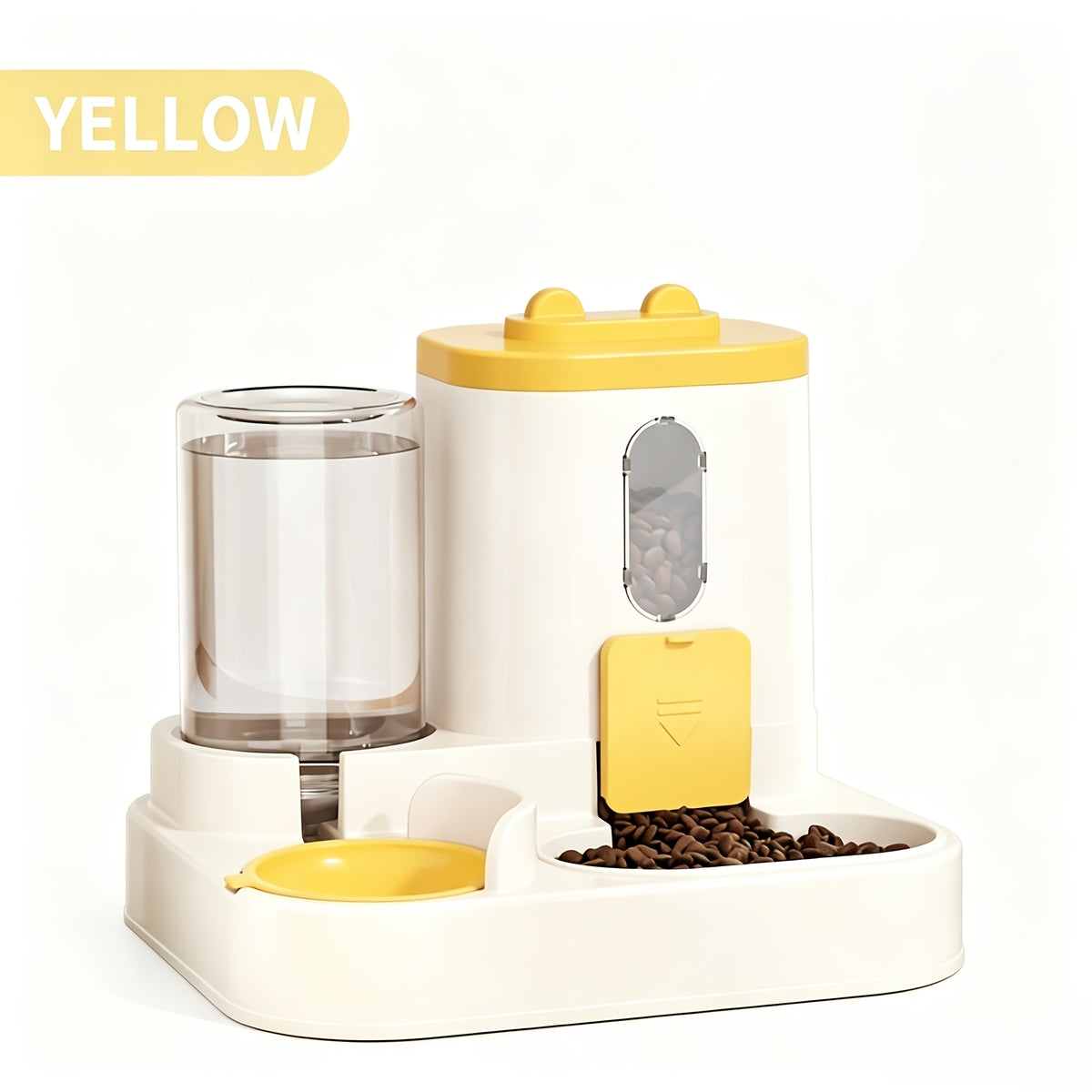 Automatic Pet Feeder 2-in-1 for Cats and Dogs, Non-Electric Space-Saving Feeding Station for Daily Pet Care in Pink, Grey or Light Yellow