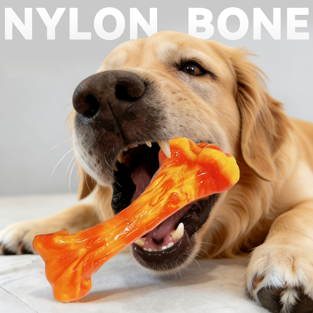 Beef-Scented Dog Chew Toys 3-Pack, Textured Bone-Shaped Chewing Toys for Medium and Large Dogs, Purple Red Orange Supervised Play Set