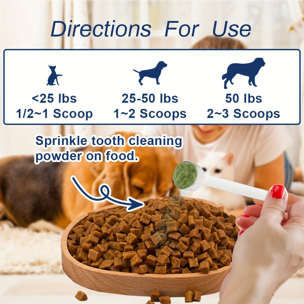 Dog Dental Powder 100g, Chicken Flavor Sprinkle-on-Food Tooth Cleaning Powder for Canine Oral Care and Fresh Breath Routines at Home