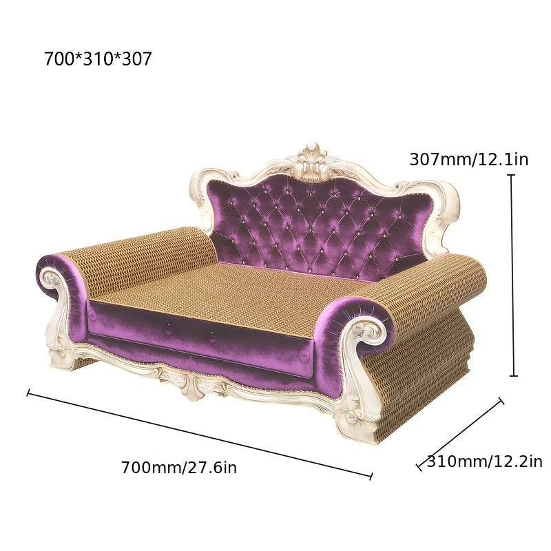 Cat Scratching Pad Sofa, European-Style Cat Lounger and Empress Bed for Indoor Scratching and Rest, Purple Yellow or Green, Big or Small