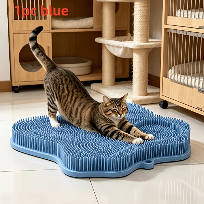 Wall-Mounted Cat Self Grooming Brush, Massage Scratcher for Loose Fur Care and Everyday Rubbing, Space-Saving Pet Accessory in Pink, Blue or Gray