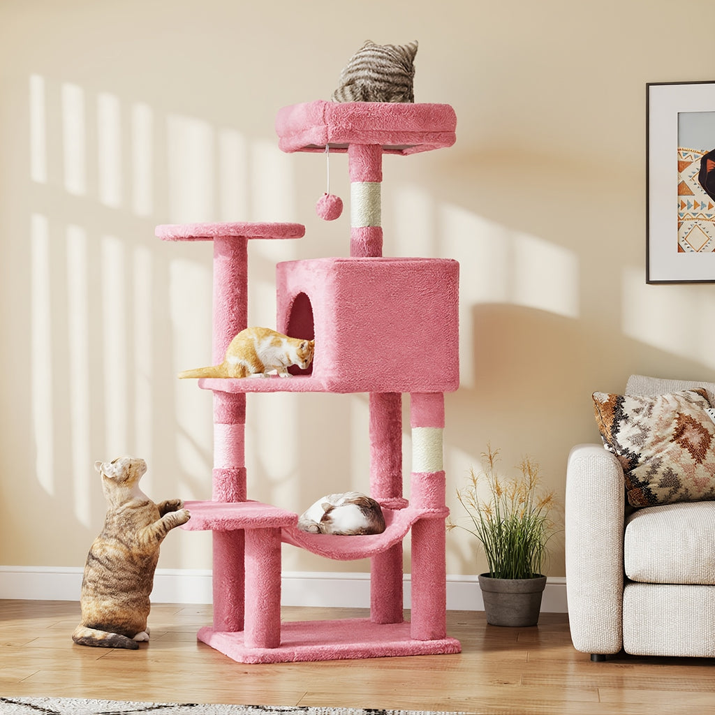 Cat Tree Tower with Condo and Hammock, Sisal Scratching Posts and Perches for Indoor Cats, 44-Inch Colors Plus 44/54-Inch Holiday Options