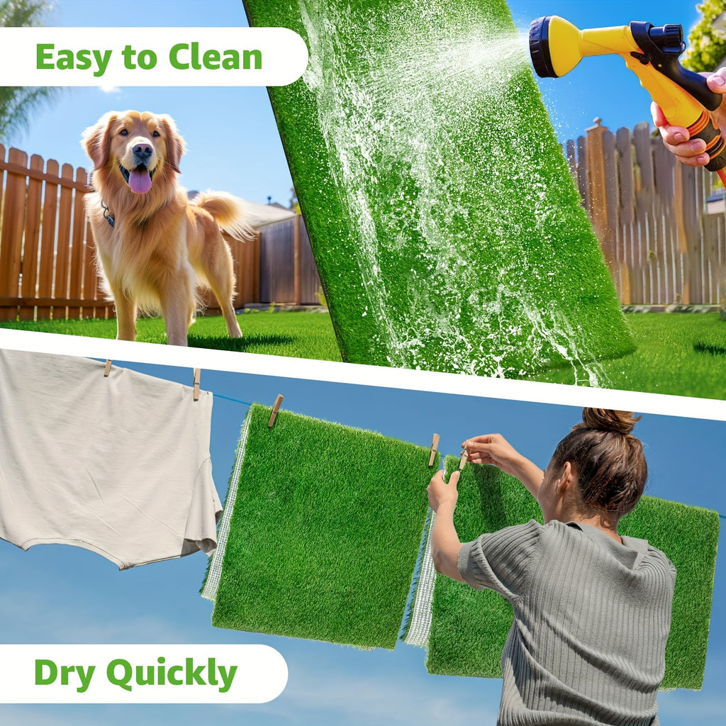Washable Dog Potty Grass Mats with Drainage Holes and Rubber Backing, Reusable Artificial Turf Pads in Four Sizes for Indoor Training and Outdoor Use