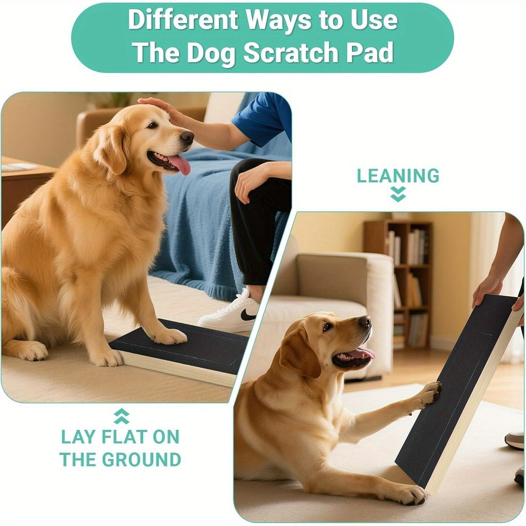 Dog Nail Scratch Board with Adjustable Bracket, Foldable Paw Filing Pad with 3 Angles from 45–65 Degrees and 2 Sandpaper Sheets for Home Grooming