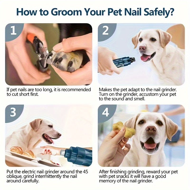 Dog Nail Grinder with LED Light, 2-Speed Rechargeable Electric Pet Nail Trimmer for Small and Large Dogs and Cats, At-Home Paw Grooming