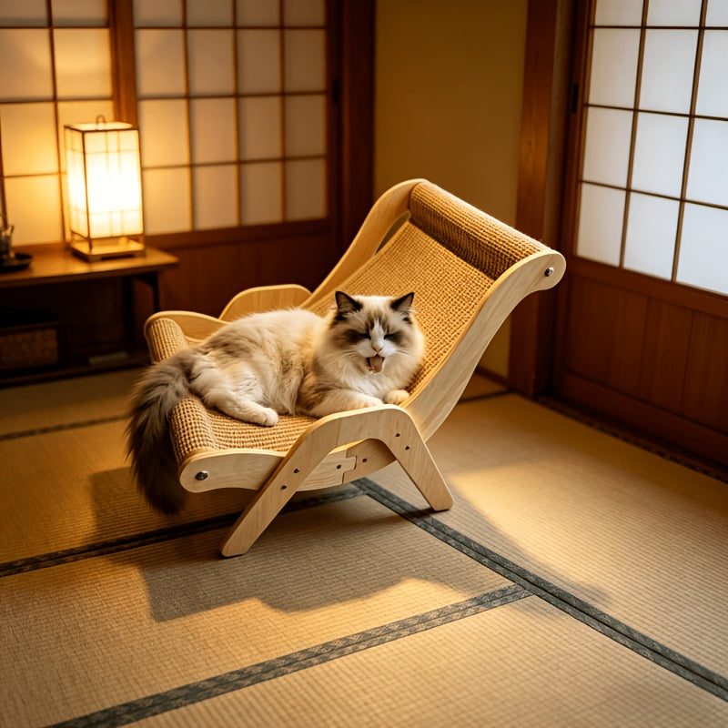 Cat Scratcher Sofa Lounger, Integrated Cat Scratching Board and Lounge Chair for Indoor Scratching, Stretching and Rest, Large or Small