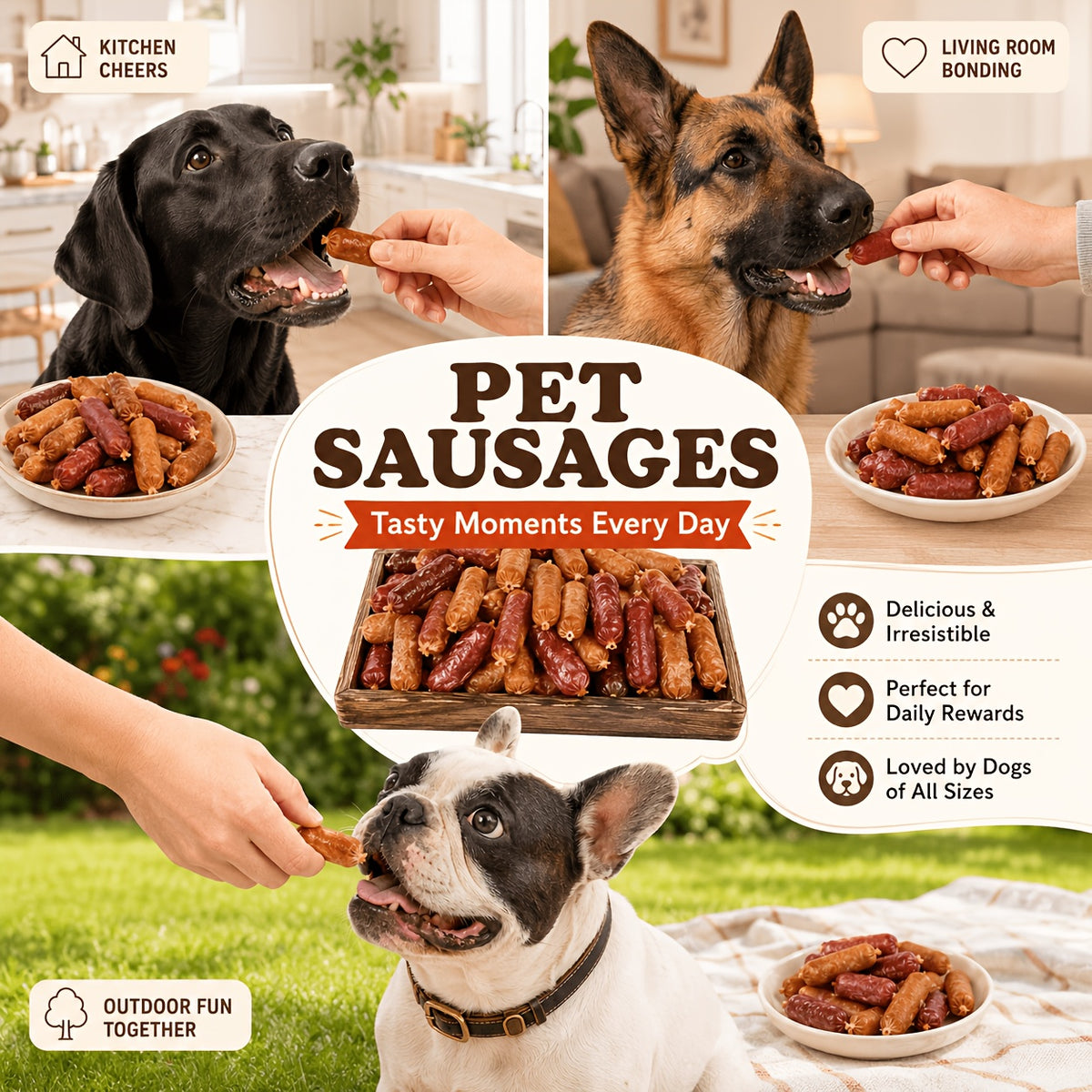 Soft Dog Training Treats with Chicken, Duck or Beef Sausage Options, 10g x 10 Pack Selections and Trial Options for Everyday Rewards