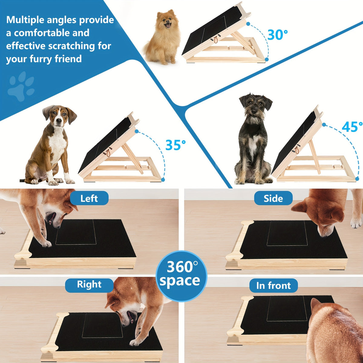 Dog Nail Scratch Board with Treat Box and Mini Handheld File, 2-in-1 Paw Filing Pad for Small, Medium and Large Dogs, At-Home Grooming Set