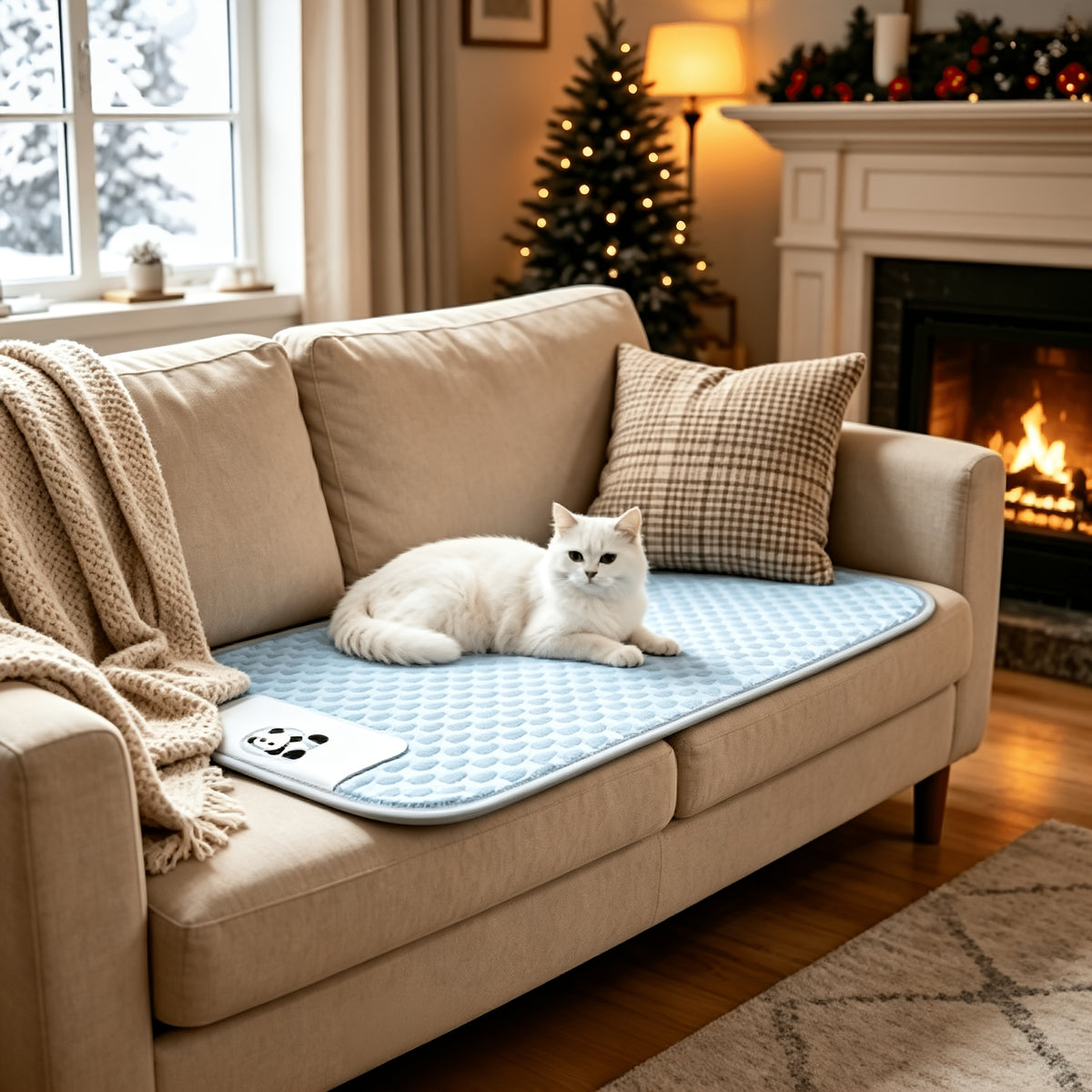 Washable Pet Bed Mat for Dogs and Cats, Blue Textured Non-Slip Sleeping Pad in S, M and L Sizes up to 44.9 x 34.3 Inches for Home and Vehicle Use