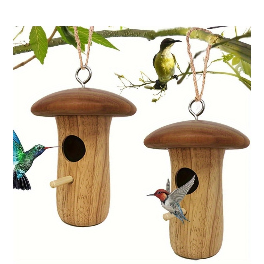 Wall Mounted Bird House in Brown, Cylinder Nest Box with Retro Garden Style for Outdoor Yard Decoration and Backyard Birdwatching Enthusiast Gifts