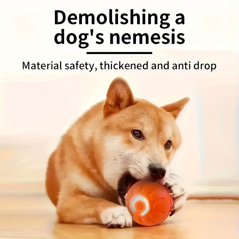 Motion Activated Dog Ball, USB Rechargeable Automatic Rolling Interactive Toy for Small and Medium Dogs, Blue or Orange for Supervised Chase Play