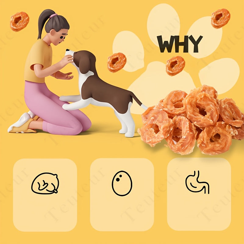 Chicken Ring Dog Treats, 120g / 4.23oz Crunchy Chicken Breast Snacks for Supervised Training Rewards, Everyday Treat Time and Dog Lover Gifts