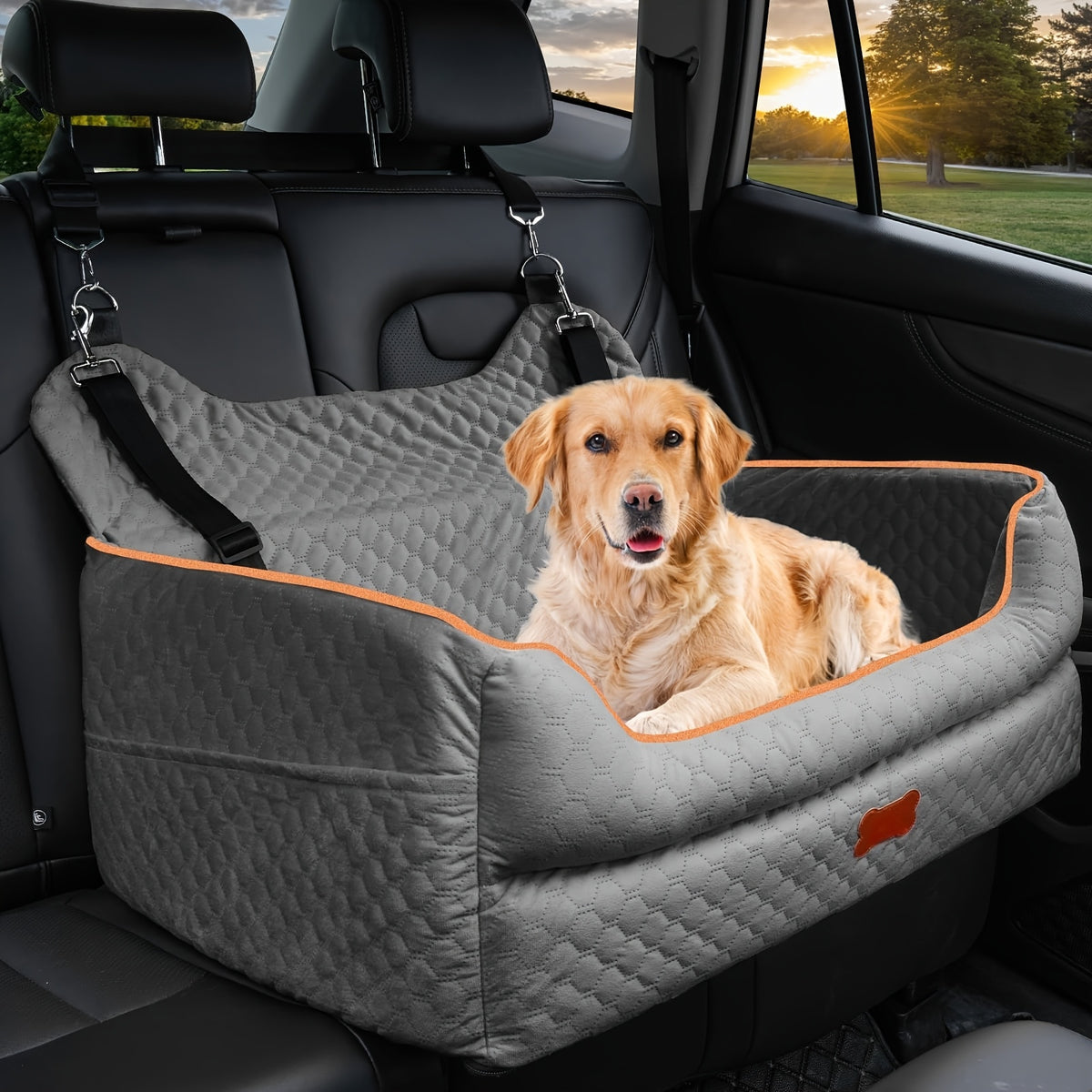 Dog Car Seat with Thick Removable Cushion, 31.1 Inch Washable Back Seat Travel Bed with Raised Sides and Six Colors for Dogs Under 55 lbs