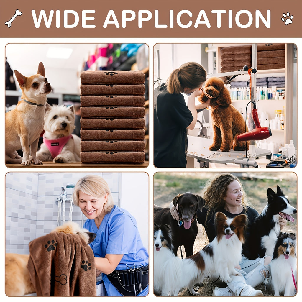 Microfiber Pet Towels 3-Pack, Soft Absorbent Quick-Drying Medium Bath Towels for Dog and Cat Grooming, Post-Bath Drying and Everyday Paw Cleanup