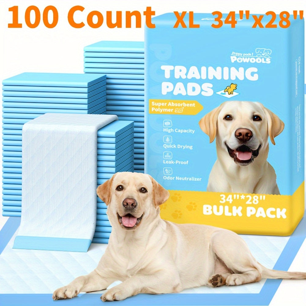 Dog Pee Pads in Blue, 100 Count XL 34 x 28 Inch Disposable Puppy Potty Training Pads with Absorbency, Leak Protection and Odor Control for Indoor Use
