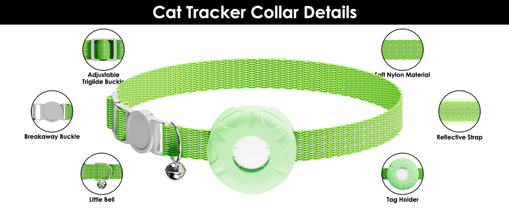 Cat Tracker Tag for Pet Collars, Lightweight Compact Pet Locator for Everyday Belongings and Cat Owner Routines, One Size in Six Color Options