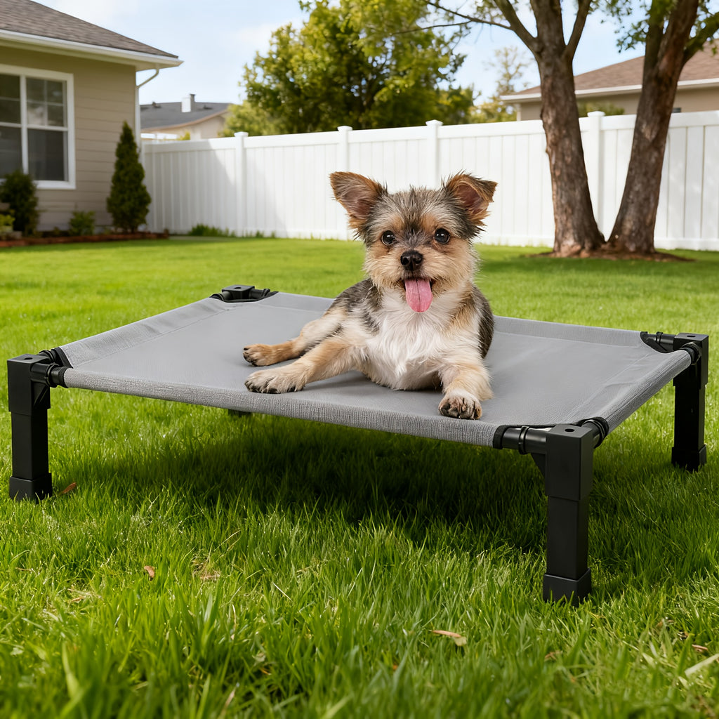 Raised Mesh Dog Bed with Metal Frame and Non-Slip Feet, Washable Breathable Pet Cot in 35 to 60 Inch Sizes for Indoor and Outdoor Lounging