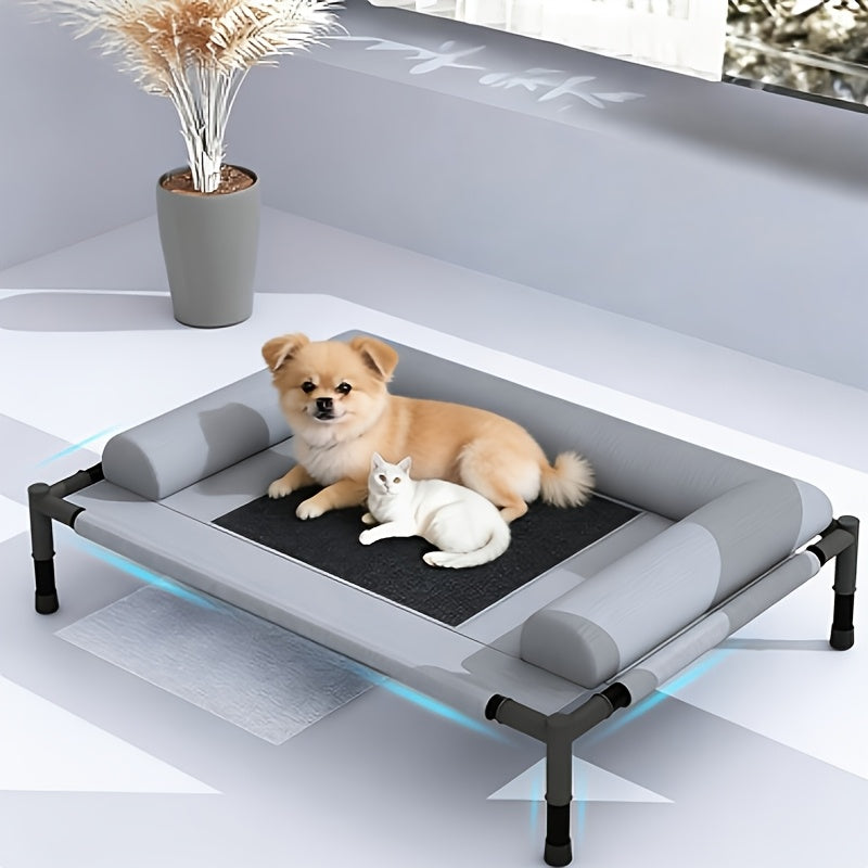 Bolster Elevated Dog Bed with Breathable Mesh Center, Removable Washable Raised Pet Cot for Dogs and Cats, L and XL Home and Travel Rest