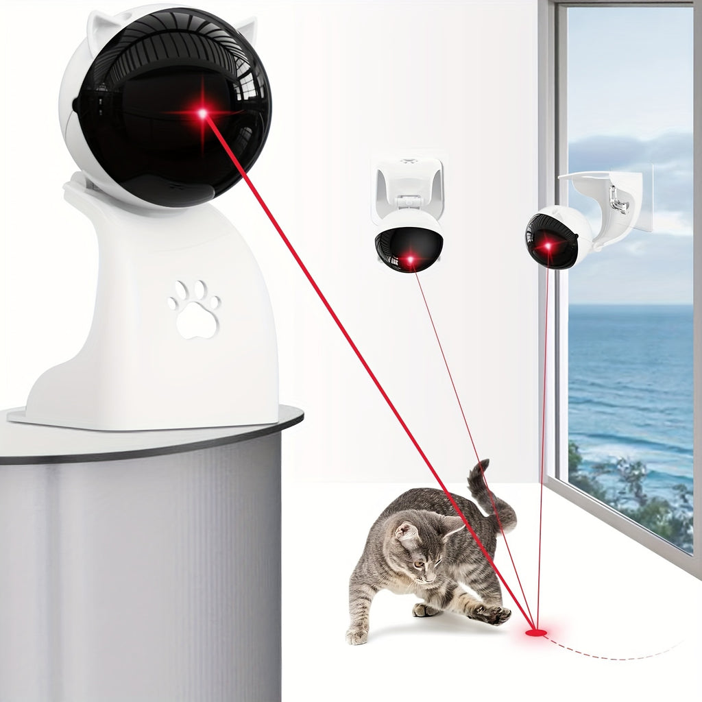 Automatic Laser Cat Toy with Hanging or Tabletop Placement, USB Rechargeable 3-Speed Interactive Pointer with Adjustable Head for Supervised Indoor Play