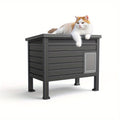 Cat House with Openable Doors, Black Resin Indoor and Sheltered Outdoor Cat Shelter, Easy-Clean Resting Space, 31.02 x 19.09 x 26.73 Inches