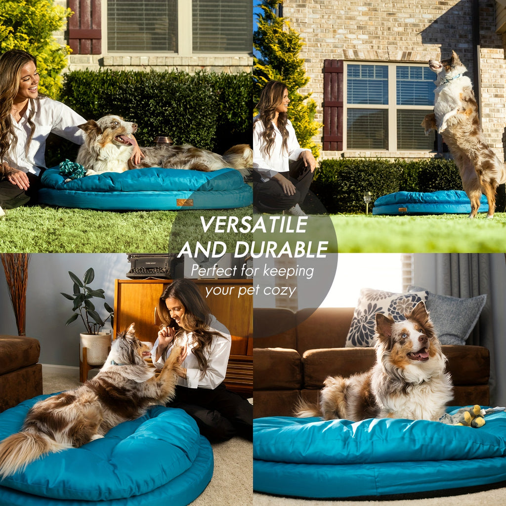 Round Orthopedic Dog Bed for Large Dogs, Dual-Layer Pet Lounger with Washable Cover and Non-Slip Bottom, 36 or 42 Inch in Two Colors