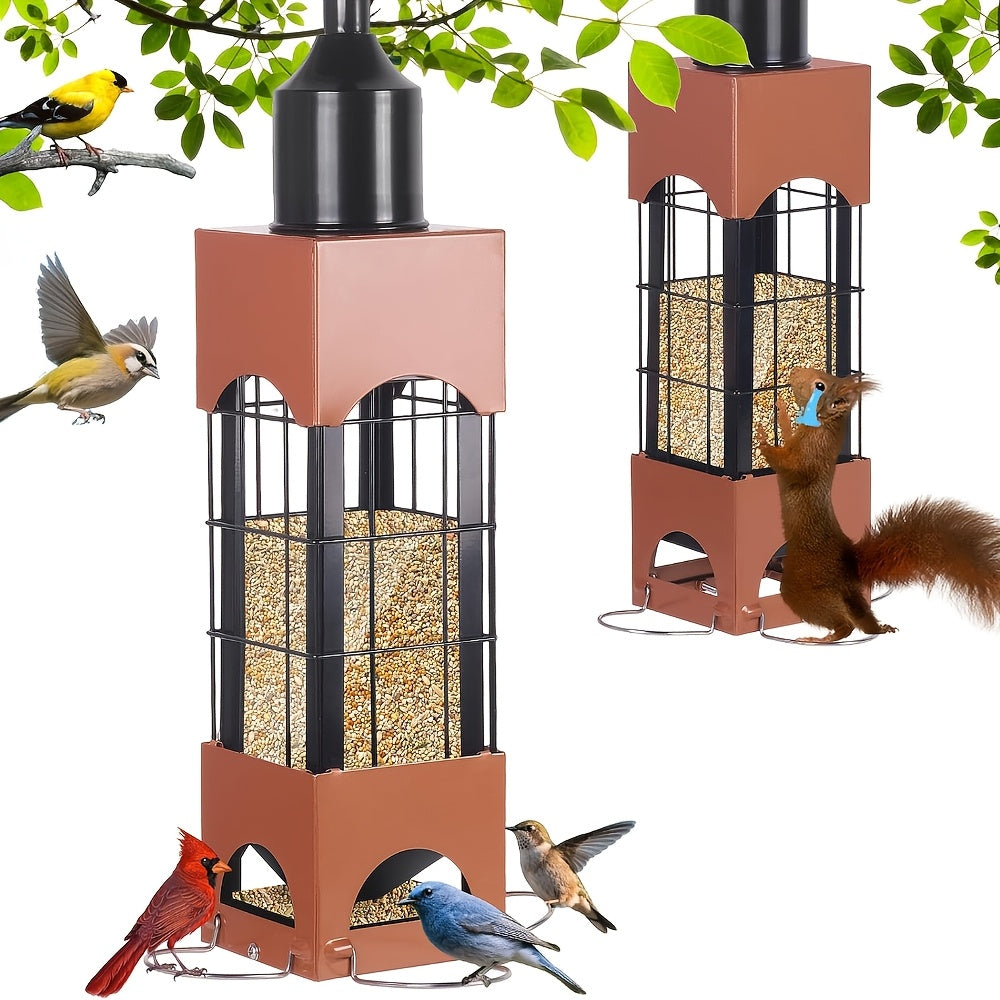 Weight-Activated Bird Feeder for Outdoors, Metal Hanging Wild Bird Feeder with Listed 5 lb Capacity and Dual-Sided Squirrel-Deterrent Design