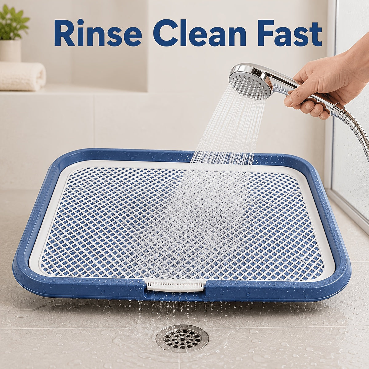 Dog Pee Pad Holder with Removable Grate, Leak-Proof Washable Puppy Potty Training Tray for Indoor Apartment Toilet Routines