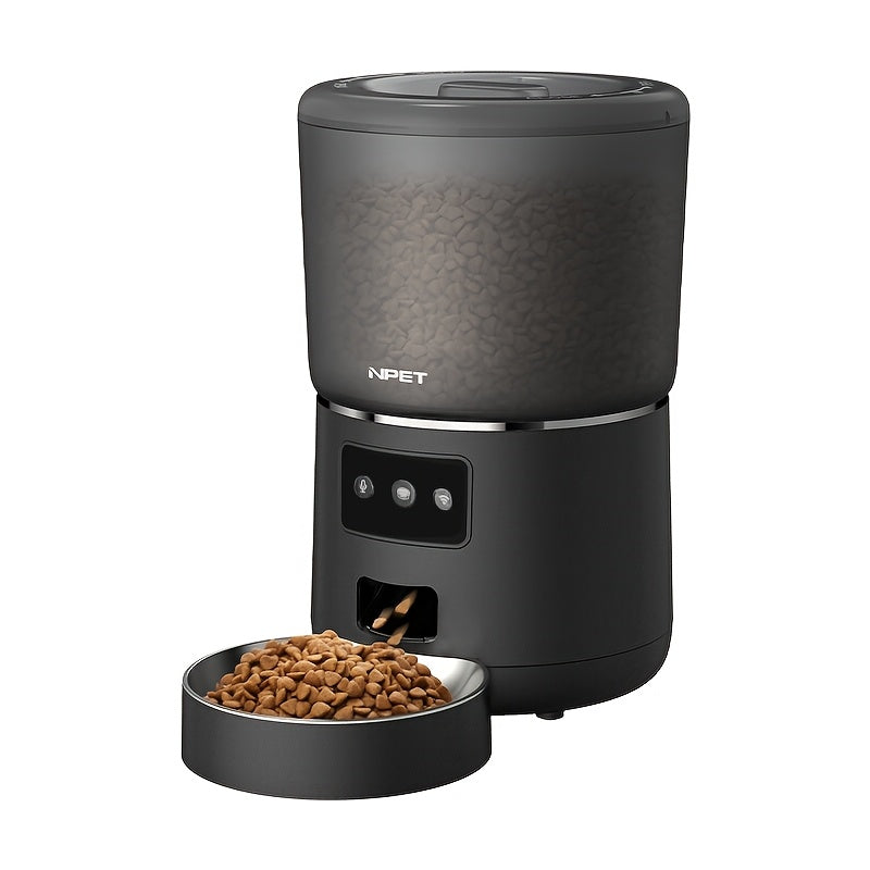4L Automatic Pet Feeder by NPET, Cat and Dog Food Dispenser with Stainless Steel Bowl, USB or Battery Power and App or Camera Version Options