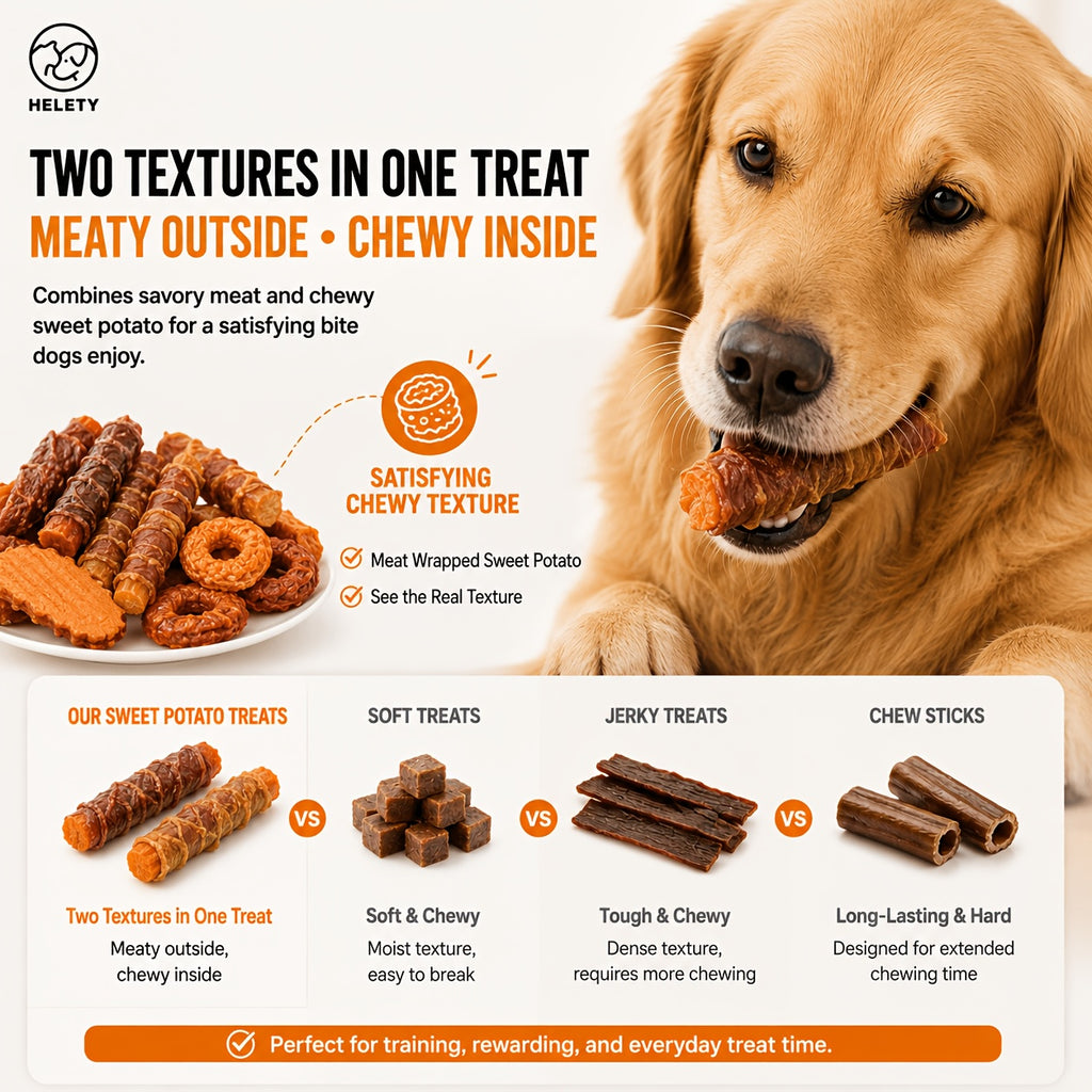 Sweet Potato Dog Treat Selection with Dried Slices, Duck Sweet Potato and Chicken Donut Options, Chewy Snacks for Supervised Rewards and Treat Time