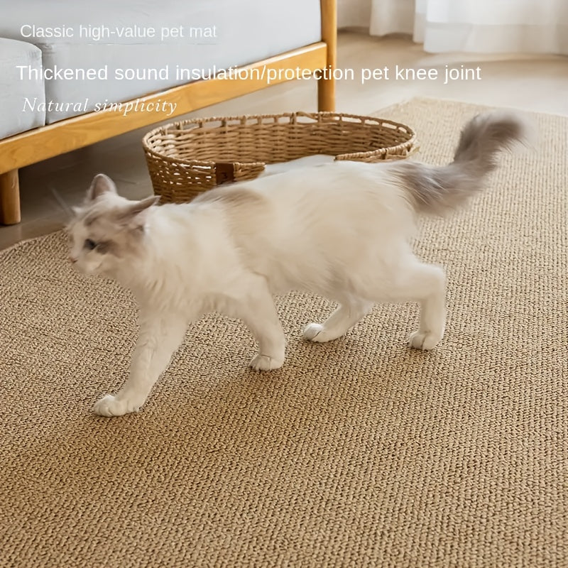 Sisal Cat Scratching Mat for Indoor Cats, Horizontal Floor Scratcher Rug with Non-Slip Low-Profile Design for Couch and Carpet Areas