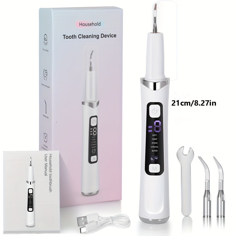 Electric Pet Tooth Cleaner for Dogs and Cats, USB Rechargeable Oral Care Kit with Sonic and Manual Modes, White Dental Cleaning Tool