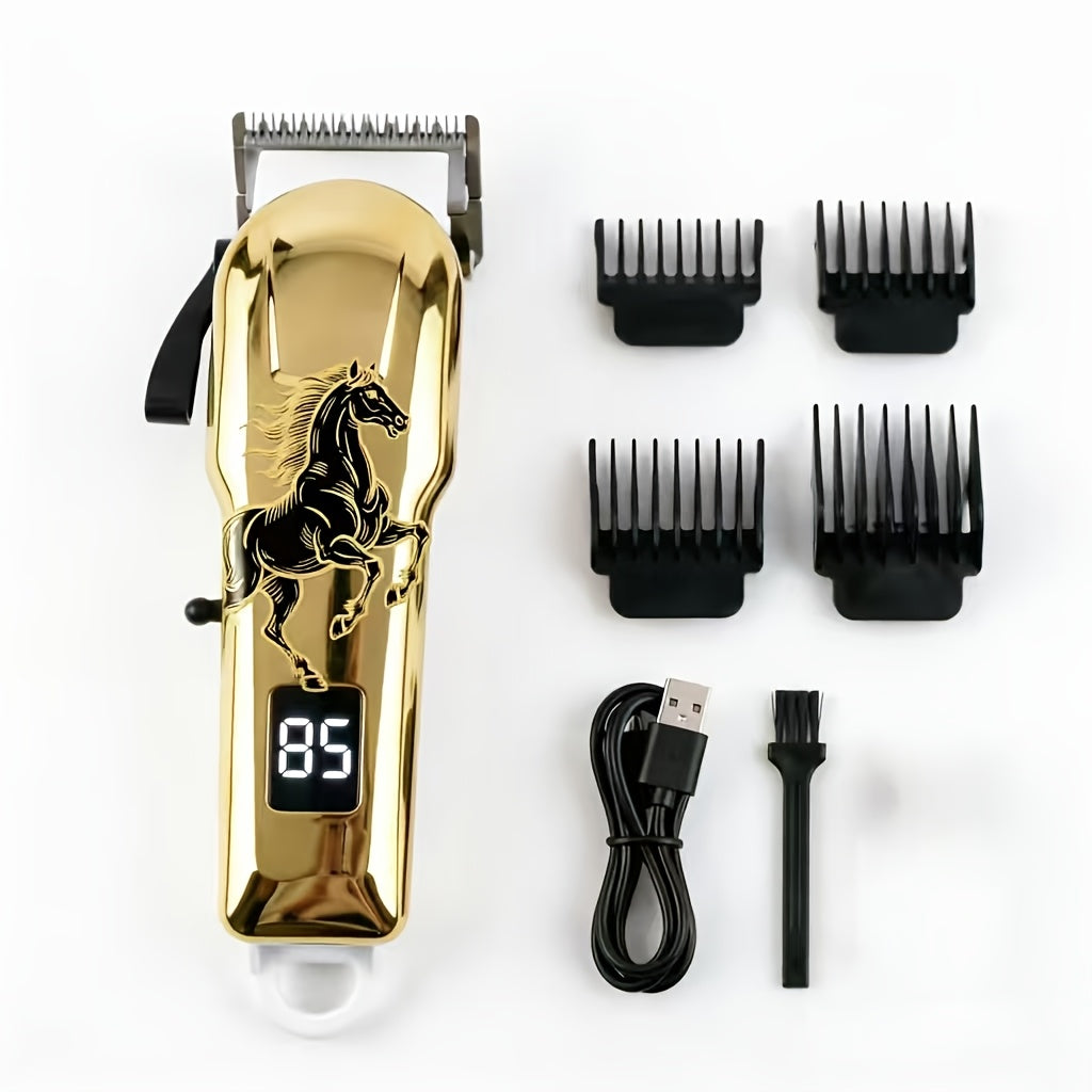 Cordless Horse Clippers with LCD Display, Rechargeable Gold Grooming Trimmer with Adjustable Blade and Separate Pink Pet Clipper Option