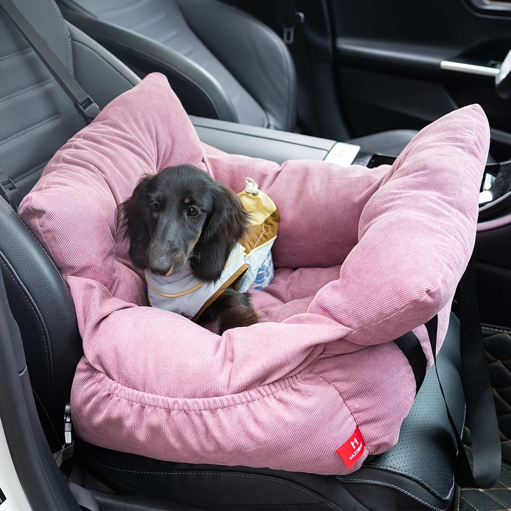 Dog Car Seat Carrier with Handheld and Shoulder Carry Options, Travel Booster Bag for Dogs and Cats with Listed Harness, Seven Color and Style Choices