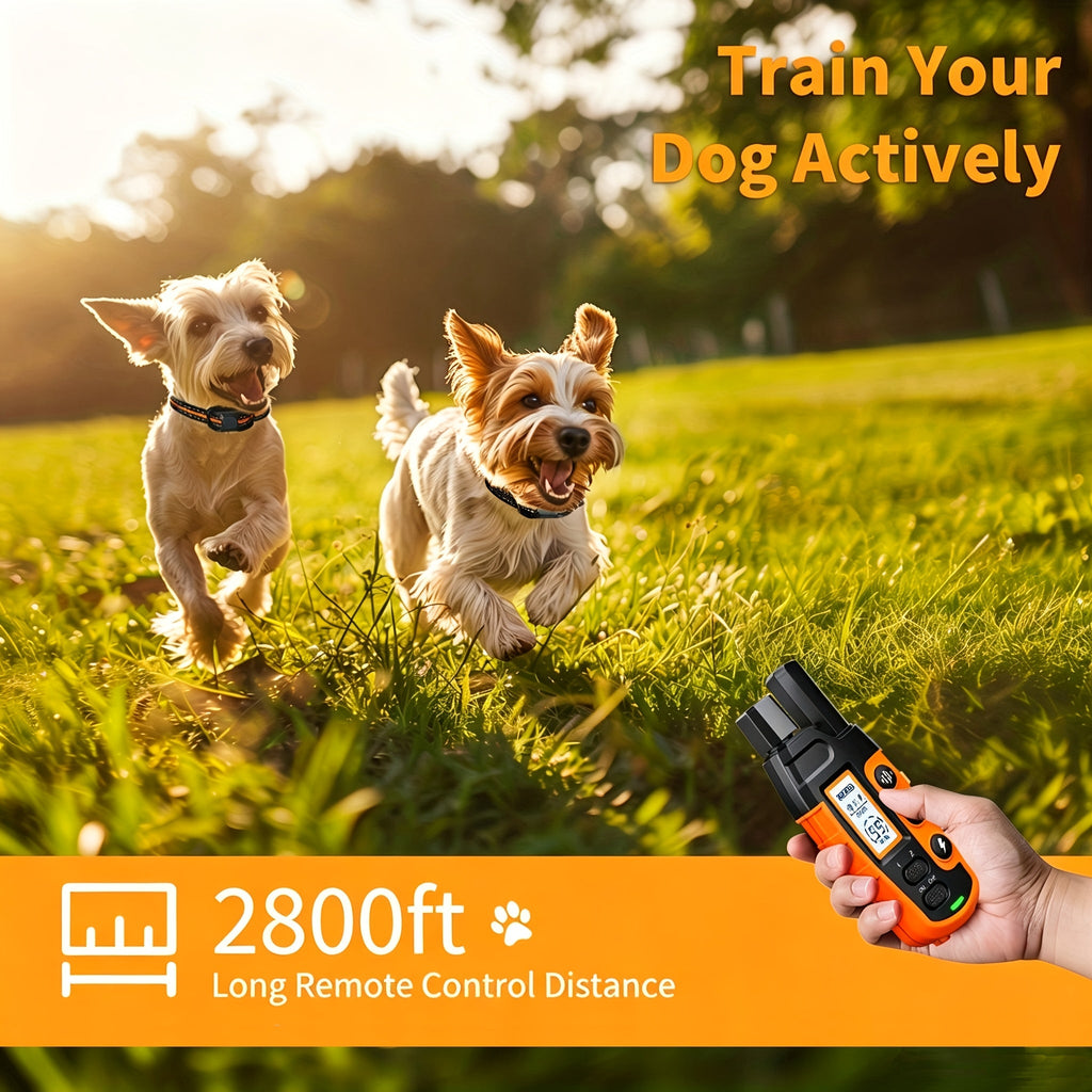 Rechargeable Dog Training Collar for 2 Dogs, 2800ft Listed Remote Range with Beep, Vibration and Static Stimulation for Supervised Training