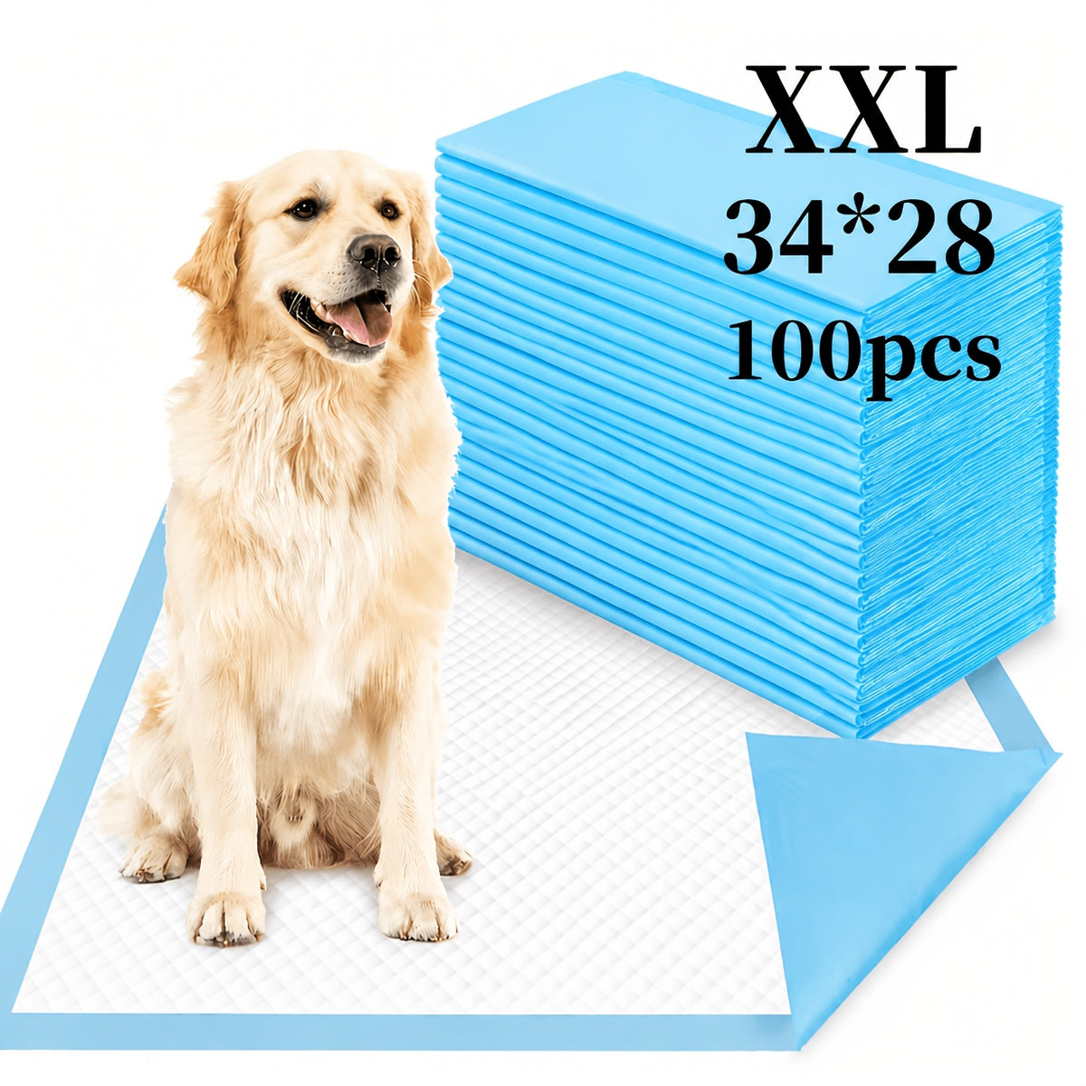 Dog Pee Pads with Odor Resistance, 23 x 23 or 34 x 28 Inch Six-Layer Disposable Puppy Potty Training Pads for Small, Large and Senior Dogs