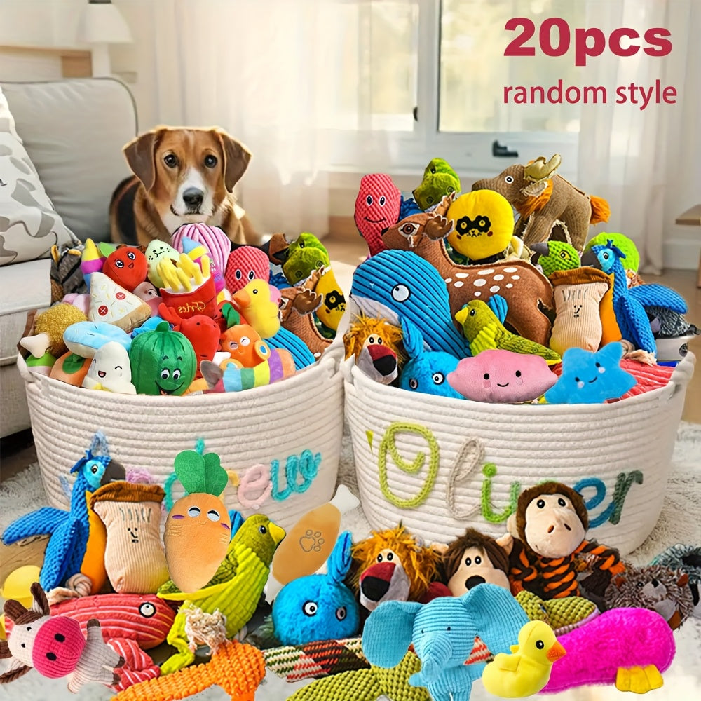 Dog Toy Gift Set 20 Pack, Random Assorted Plush Squeaky Toys for Small Dogs, Supervised Gentle Tug, Fetch and Everyday Playtime Rotation