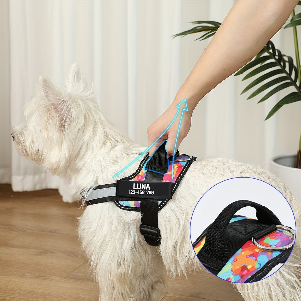 Personalized No Pull Dog Harness with Custom Name and Phone Number, Heavy-Duty Walking and Training Pet Vest in XS to XXL Size Options