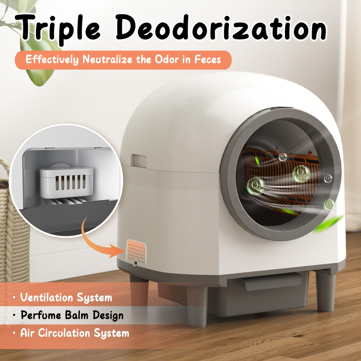 Self Cleaning Litter Box with 90L Interior and 10L Waste Drawer, App-Controlled White Automatic Cat Toilet with Entry Step and Litter Mat